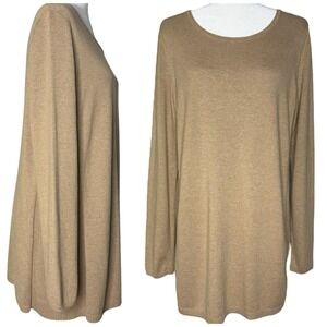 J Jill Sweater M Tunic Length Knit Pullover Top Lagenlook Minimalist Neutral